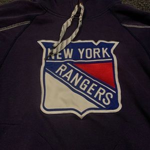 Reebok Face-Off Collection New York Rangers Navy Blue Red Hoodie Medium 🏒